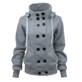 

2019 Autumn and Winter New Hot Double-Breasted Removable Hooded Jacket Thick Warm Coat Female