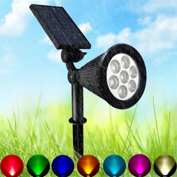 

18 Led Solar Lawn Lamp Spotlight Adjustable Waterproof Outdoor Garden Light Landscape 6V IP65 7 Color