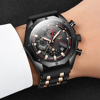 

Relogio Masculino LIGE 2020 New Fashion Mens Watches Silicone Strap Top Brand Luxury Sport Chronograph Military Waterproof Watch