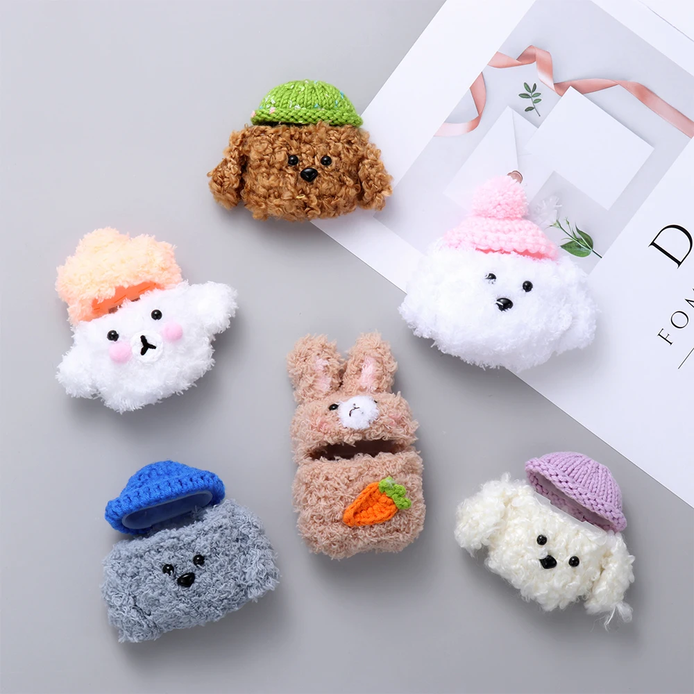 Case Shockproof Cover For Airpods Cute Dog Knitted plush Anti-lost Protective Accessories for Apple AirPods 1/2 | Электроника