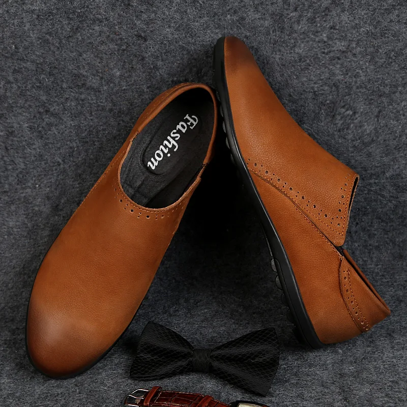 Men Peas Shoes Pointed Toe Mens Formal Shoe brown Elegant Simple Suit Gentleman Loafers Flats business Leather Size 38-44 %