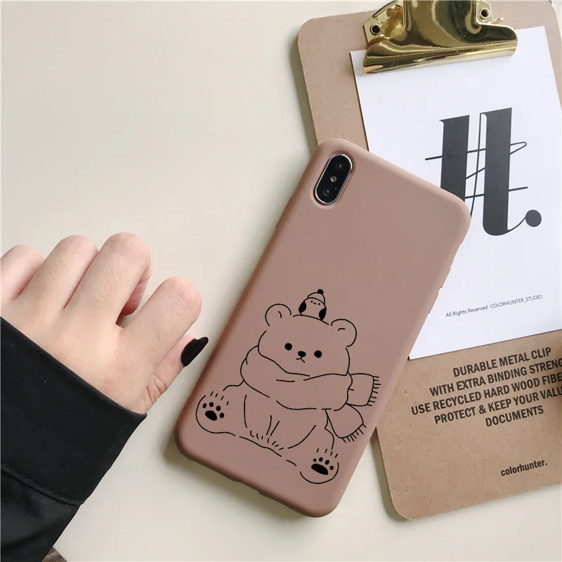 Чехол для Xiaomi Mi 9 8 Pro SE Lite 6 Plus A1 A2 A3 Мягкий силиконовый чехол для телефона с изображением медведя аниме - Цвет: Color8 Brown
