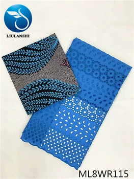 

LIULANZHI print ankara african wax 3 yards and cotton nigerian lace dry lace 2.5 yards tissu fabric african ML8WR93-116