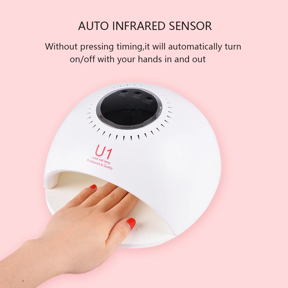 

U1 UV LED Nail Dryer 84W Gel Polish Curing Lamp with Bottom Timer LCD Display Quick Dry Lamp For Nails Manicure Tools Hotest