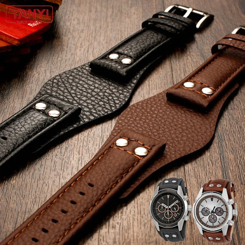 Premium Handmade Genuine Leather Watchband - 22mm Men's Bracelet Strap