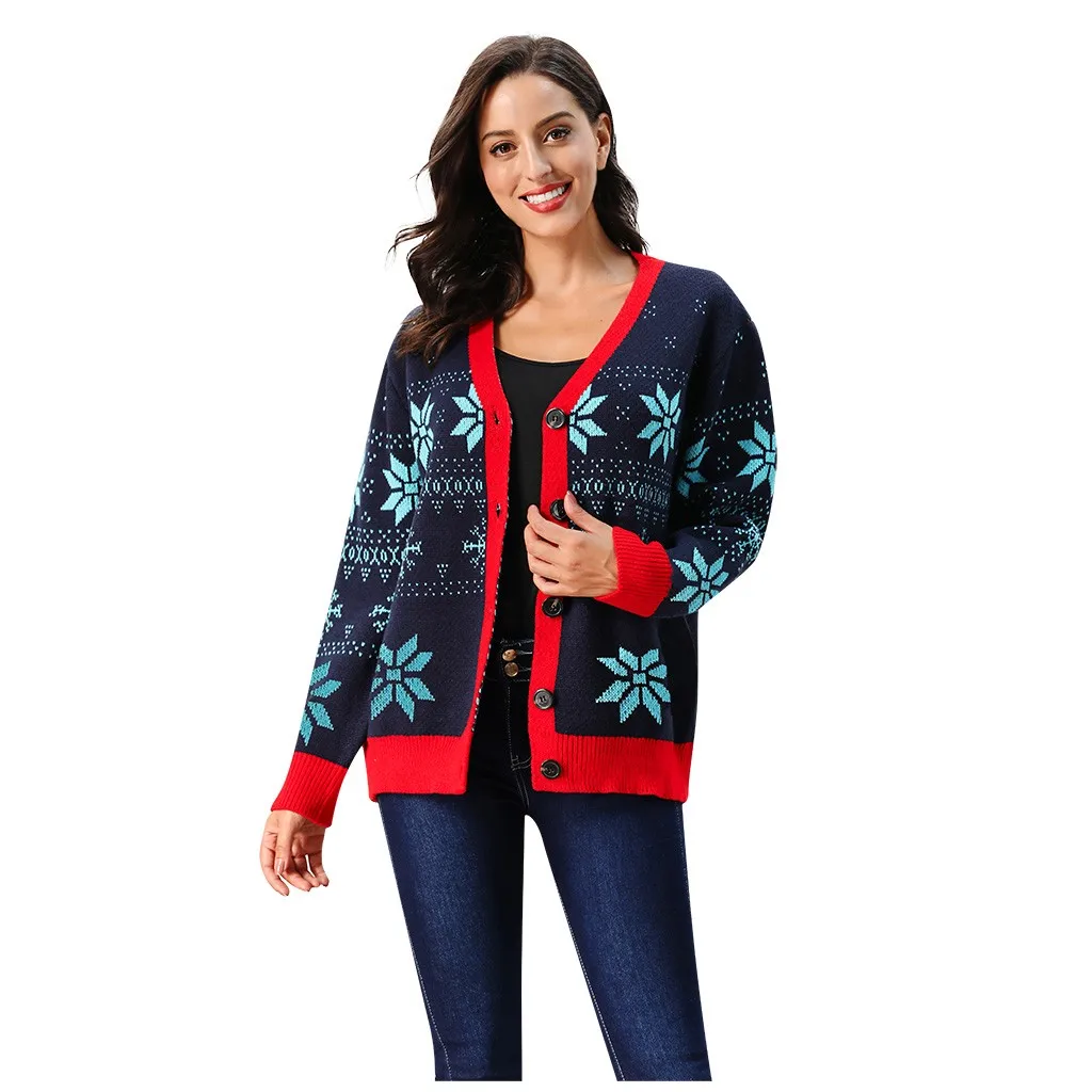 Womail fashion зимние свитера с карманами символ жизни весенние свитера с Цветочный принт Для женщин топы рождественские свитера O16