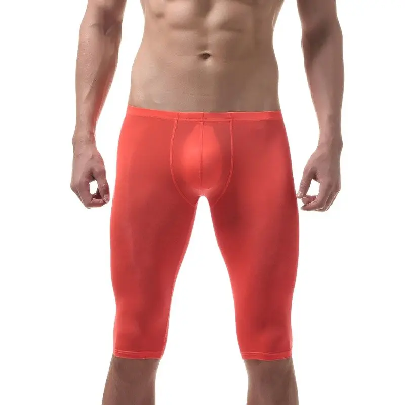 Sexy Super Thin Men Shorts Tight Running Bottoms Ice Silk Fitness