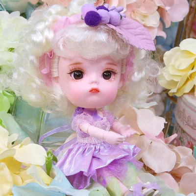 Dream Fairy 1/12 BJD кукла Додо кукла ob11 14 см мини-кукла 26 шарнир тела милый детский подарок игрушка Ангел сюрприз кукла - Цвет: Grape