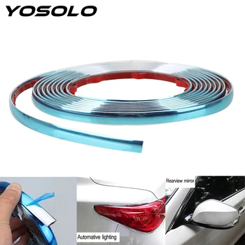 

YOSOLO Silver Self Adhesive Car Rearview Mirror Bumper Protector Tape Side Door Chrome Strip Styling Mouldings Car Sticker