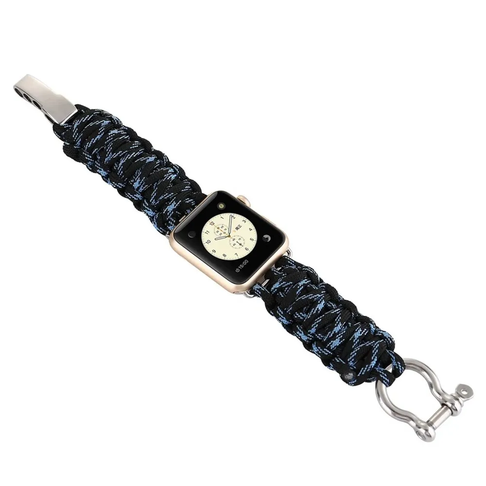 Парашютная веревка USB кабель с нейлоновой оплеткой спортивный браслет для наручных часов Apple Watch, версии 44/40/42/38 ремешок для часов, мм аксессуар для наручных часов iWatch серии 5 4 3 2 1