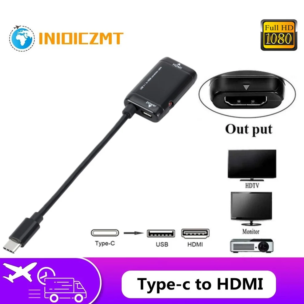 INIOICZMT USB C to HDMI Cable Compatible Adapter 1080P Type-c to HDMI for huawei mate 20 macBook pro 2018 ipad pro galaxy S9 - ANKUX Tech Co., Ltd