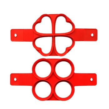 

2x Baking Tools Silicone Four heart-shaped/Circular for Pancake Eggplant mold DIY Baking