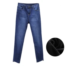 Зимние теплые вельветовые джинсы для женщин, джинсы для мам, брюки, джинсы для женщин в стиле бойфренд, высокая талия, большие размеры, женские джинсы, джинсовые брюки