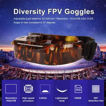 

New 2020 SKYZONE SKY03O 5.8GHz 48CH Diversity FPV Goggles Support HDMI Head Tracking with Fan DVR Front Camera For RC Drone