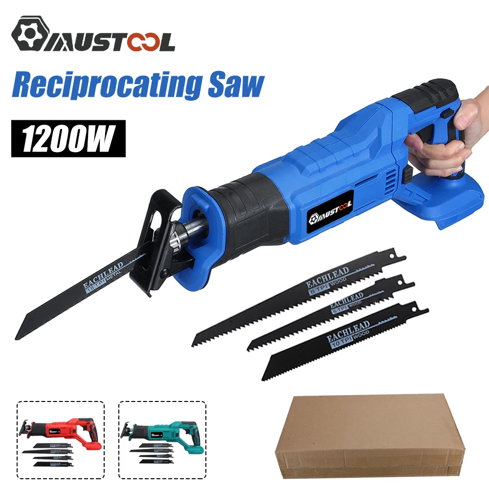 2 Battery Cordless Electric Reciprocating Saw 4 Blades Wood Metal Cutting Sabre 