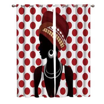 

African Women Window Curtains Living Room Fabric Drapes Curtain Home Draperies Curtains for Bedroom