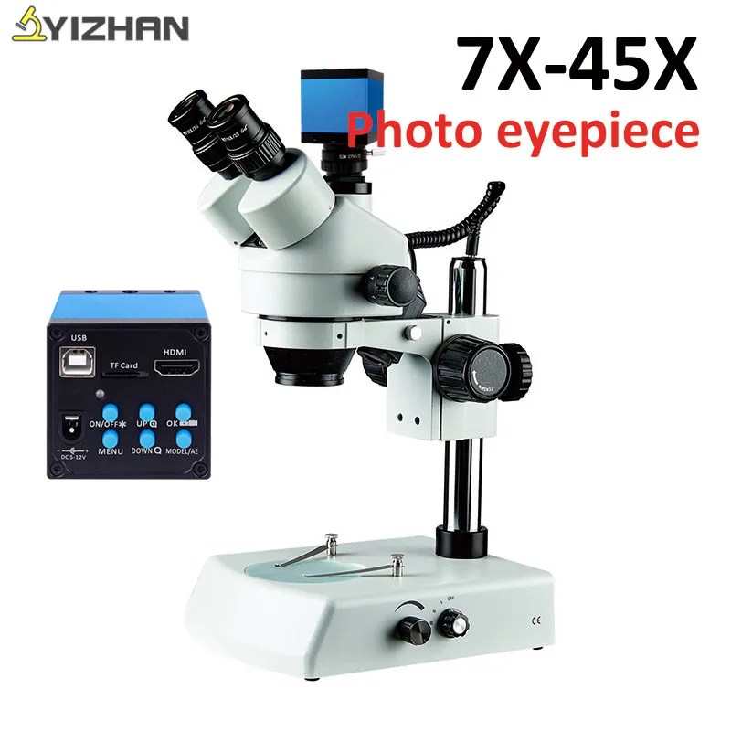 

trinocular stereo microscope professional digital camera 16 megapixel WF10X with sun eclipse lenses cellular microscope 7X-45X