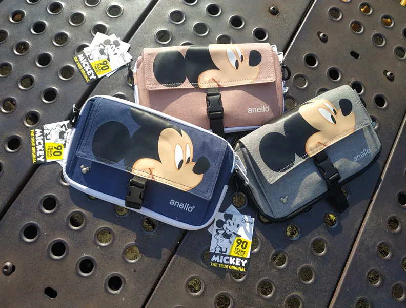 Disney new Mickey Oxford cloth printing portable multi-function diagonal female wallet single shoulder small square bag