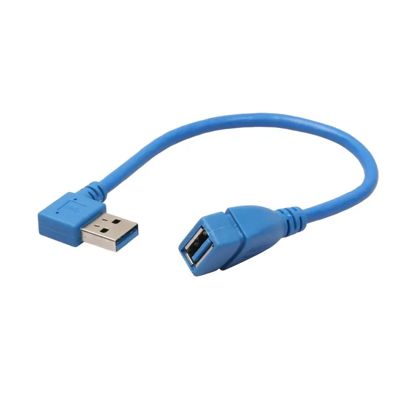 1 шт. 480 Мбит/с USB 3,0 Прямоугольный удлинитель 90 градусов адаптер «Папа-мама» шнур USB кабели высокое качество - Цвет: Синий