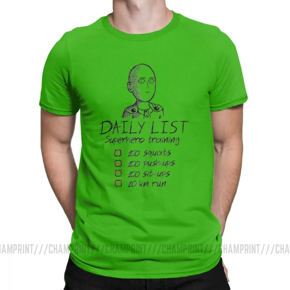 One Punch Man, футболки для мужчин, Saitama OPM Oppai, Аниме Манга, чистый хлопок, футболки, короткий рукав, футболка, одежда с принтом - Цвет: Зеленый
