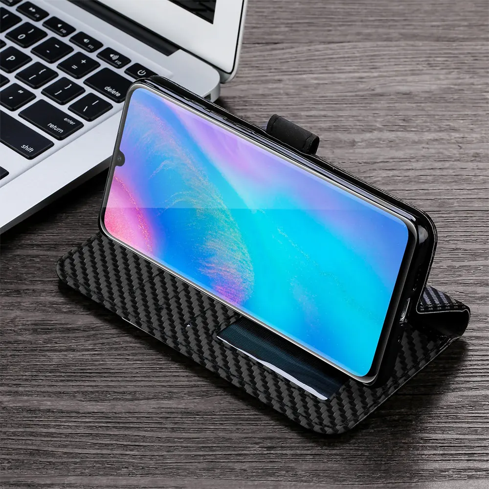 L-FADNUT из углеродного волокна Кожаный чехол-бумажник для HUAWEI P20 P30 Pro Роскошный кошелек держатель для карт Kickstand Высокая защитная крышка Капа