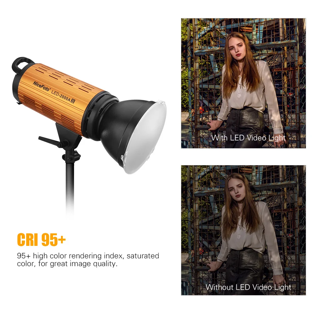 NiceFoto светодиодный-1500A/2000A II 150/200W Светодиодный свет лампы заполняющий свет 3200-6500K+ ЖК-дисплей приложение управления для студийного портрета