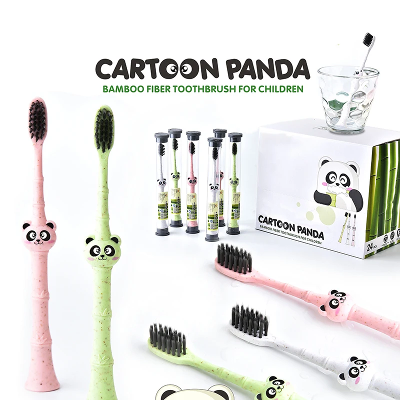

Natural Bamboo Toothbrush Cute Panda Child Safety Portable For Adults Oral Hygiene Nano-antibacterial Mini Heads