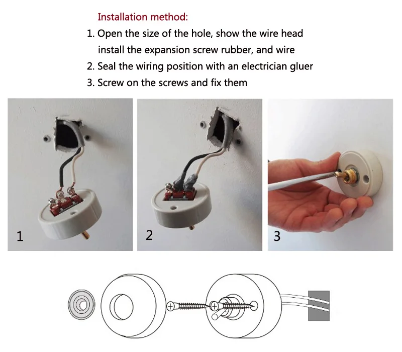 melhoria da casa redonda interruptor de alternância cerâmica lâmpada parede way way luz interruptor criativo