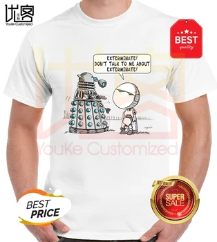 

Marvin Meets Dalek T-shirt Men Doctor Who T Shirt Exterminate Pessimist Robot Tshirt Hipster Summer Yellow Tops Funny Tees