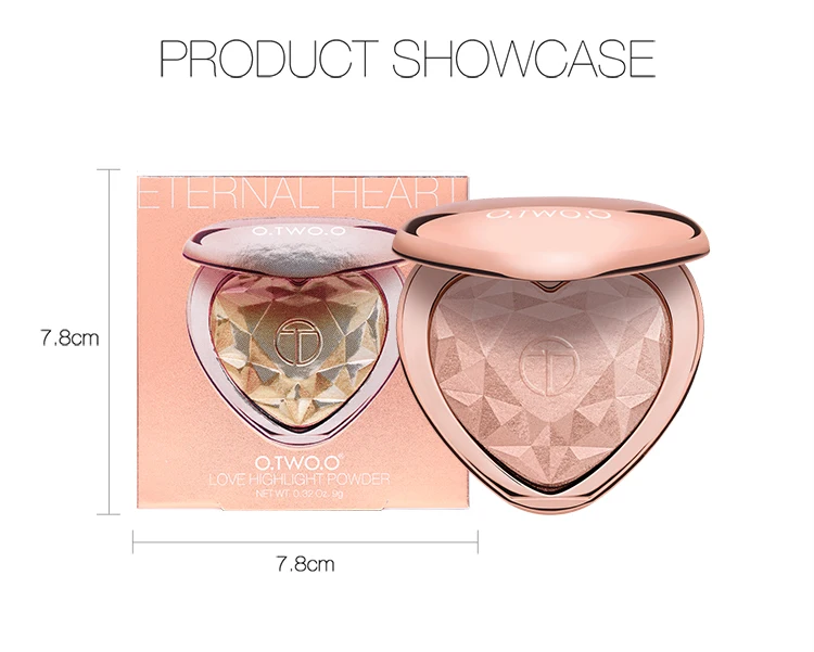 O.TWO.O хайлайтеры макияж порошок натуральный мерцающий хайлайтер палитра высокие пигменты в форме сердца светящийся набор осветитель косметика