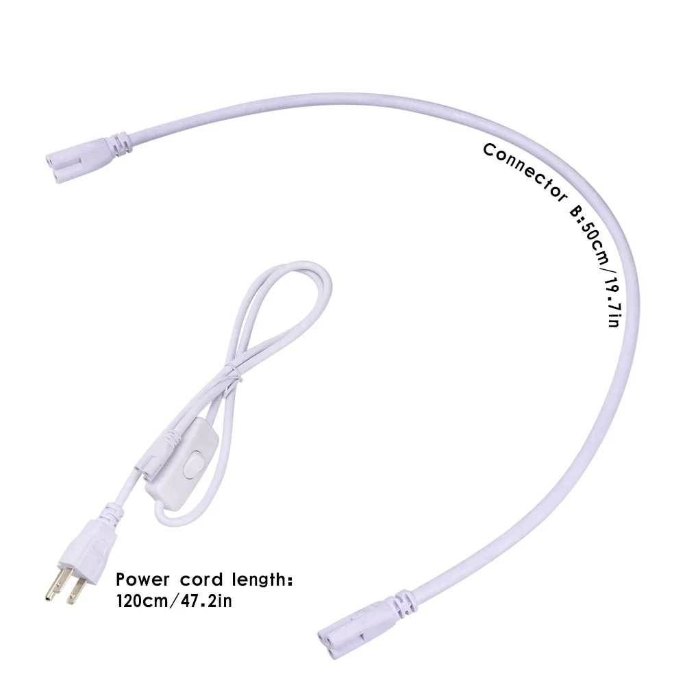 Power Cord Cable for T8 Tube LED Grow Light with On Off Switch 3Pin Integrated Tube Connector Extension Cable EU US Plug