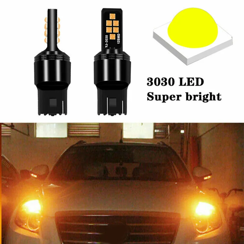 4 шт. желтый 7443 3030 SMD Тормозной фонарь светильник/Парковка светодиодный светильник лампы 12 V-24 V прочные и практичные в Применение