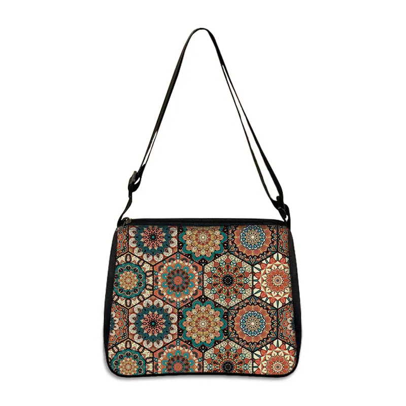 Mandala Flowerote Handbag Women Ethnic Traditional Shopping Bag Floral Print Shoulder Bag For Lady Traveling Messenger Bag - Image 12