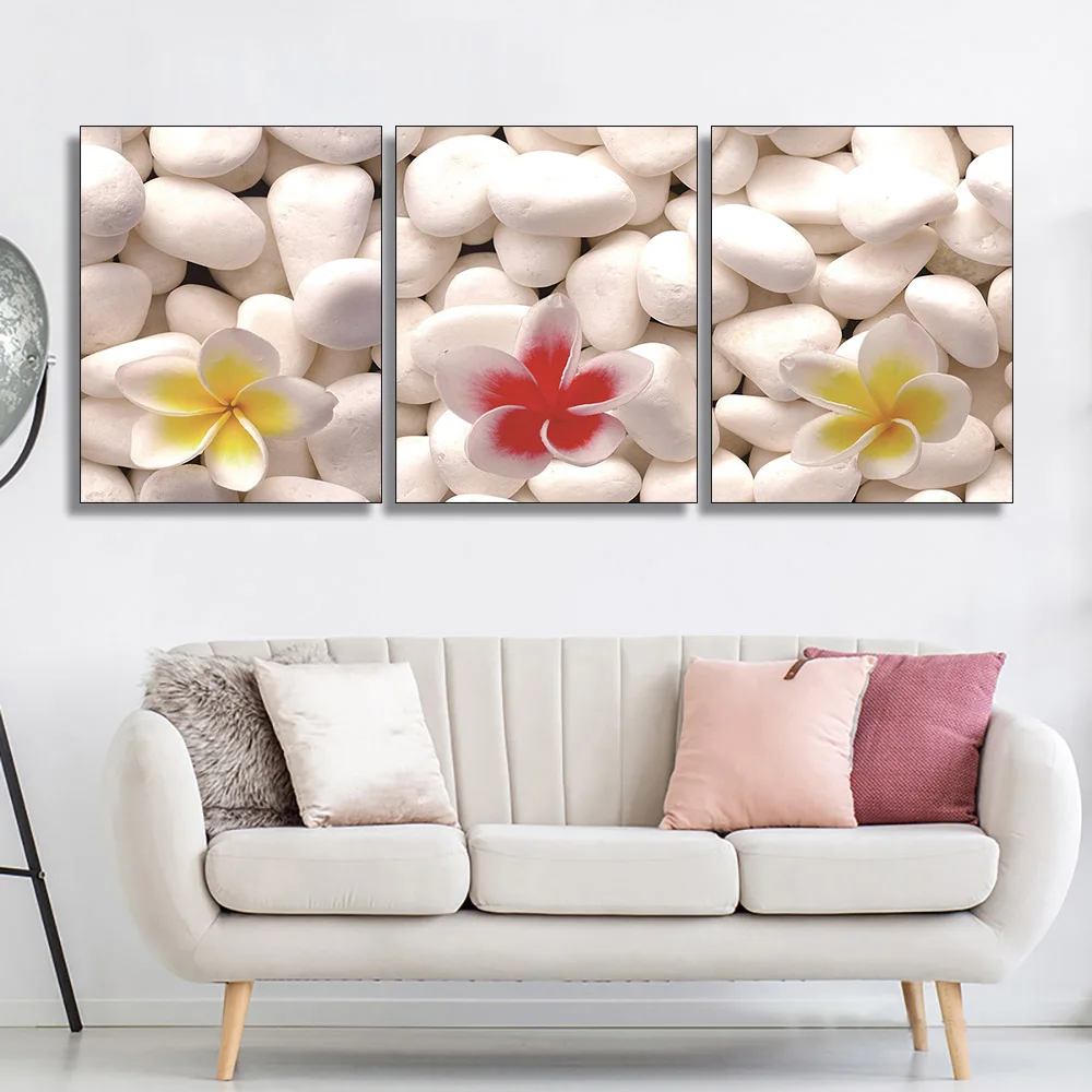 

Laeacco Wall Art Canvas Calligraphy & Painting Scandinavian Style Posters Stone Prints Flowers Wall Art Picture for Room Decor