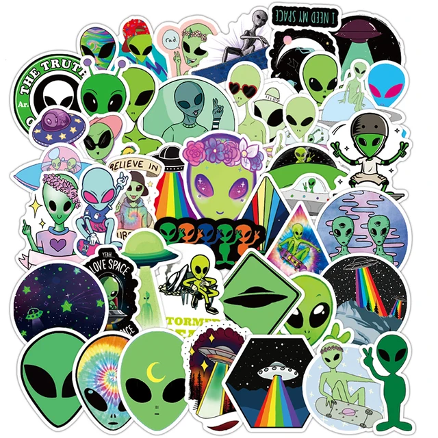 UFO Alien on Board Decalque PVC Dos Desenhos Animados, Creative Car  Styling, Padrão de Aviso Engraçado, Corpo Impermeável Adesivo - AliExpress