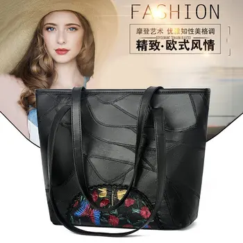 

Vintage Fashion Large Tote 2020 Women Bag Sheep Skin Leather Lady Messenger Handbag High Quality Casual Girls Shoulder Hand Bag