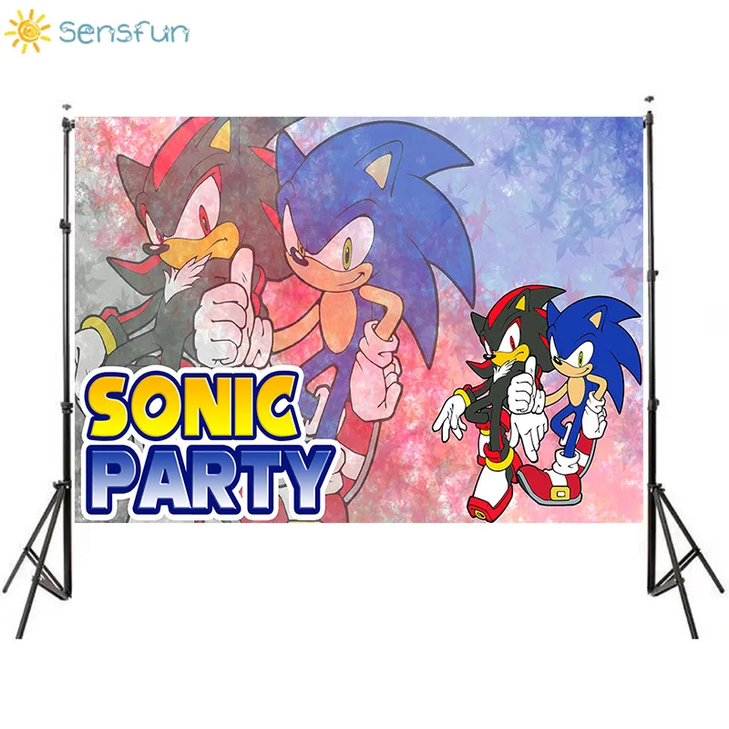 

Sensfun Vinyl Photography Backgrounds Sonic Cartoon Backdrop Boy Party Backdrops Custom Happy Birthday Party Banner Photocall
