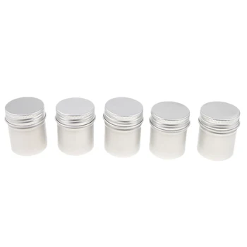 

50 ml Silver Aluminum Lip Balm Tin Storage Jar Containers with Screw Cap for Cosmetic, Candles, Wax or Tea ( Pack of 5 )