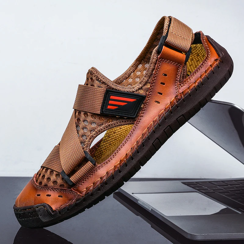 Sandalias PDQ Punta Cerrada Sandalias Tipo Mula Para Hombre, De Cuero Sintético Y Cómodas, Ideales Para El Verano - Color Bronce/marrón Calzado Verano Informal Hombre