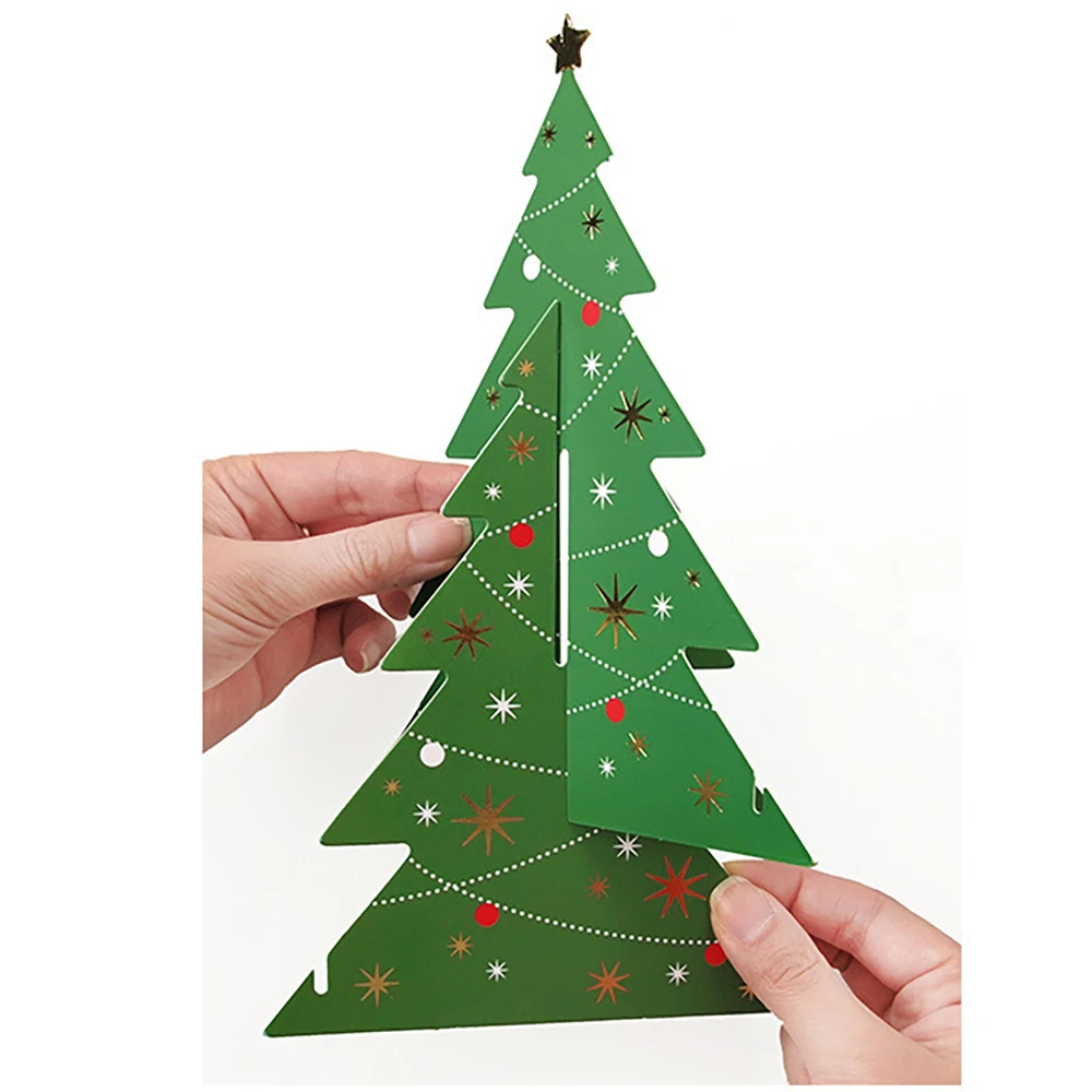  Lychee Life 3D Christmas Tree Shaped Greeting Card Gifts Green Party Cards Invitations Greeting Car - 4.00042E+12