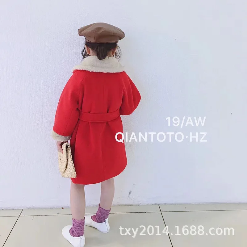 Детская одежда новая зимняя детская куртка модное пальто с отворотами на талии для девочек детское пальто