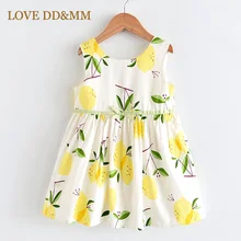Платья для девочек с надписью «LOVE DD& MM» Новинка года, детская одежда милые детские платья принцессы с желтыми фруктами и лимонами для девочек, одежда, костюм