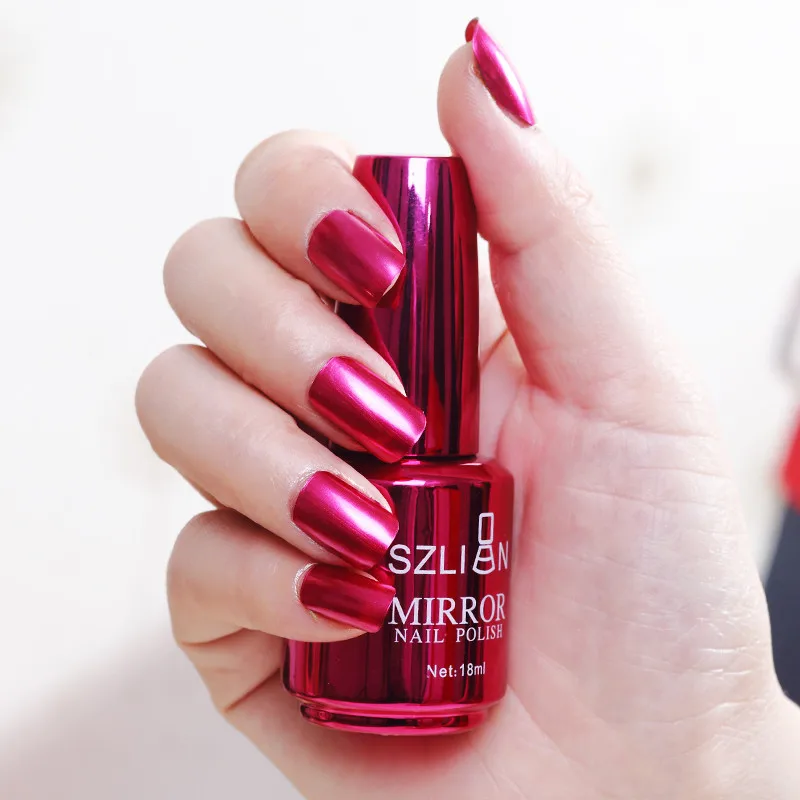 Зеркальный эффект лак для ногтей металлик Фиолетовый Розовый Золотой Серебряный Хром лак для ногтей маникюрный лак# E