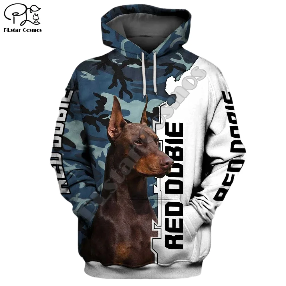 Новые мужские Забавные футболки унисекс красный dobie ограниченное 3d собаки