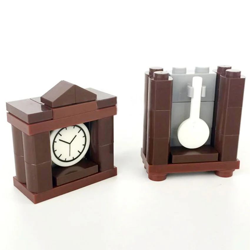 Legoinglys City Home Series MOC Accessories Retro Clock Pendulum Clocks Block Building Blocks Bricks DIY Kits Toys For Children (6)