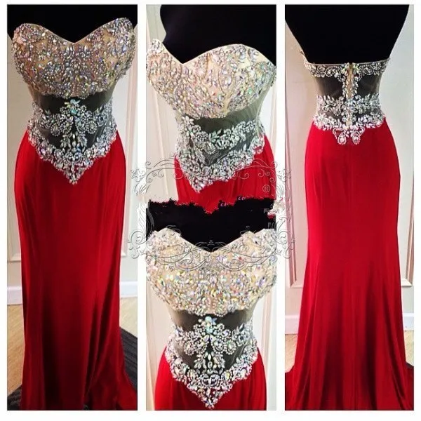 Top Selling Mermaid Sexy Sweetheart Kralen Rode Lange Elegant Goedkope Spendex Prom Party Avondjurk 2016 Top Selling Mermaid Sexy Sweetheart Kralen Rode Lange Elegant Goedkope Spendex Prom Party Avondjurk 2016
