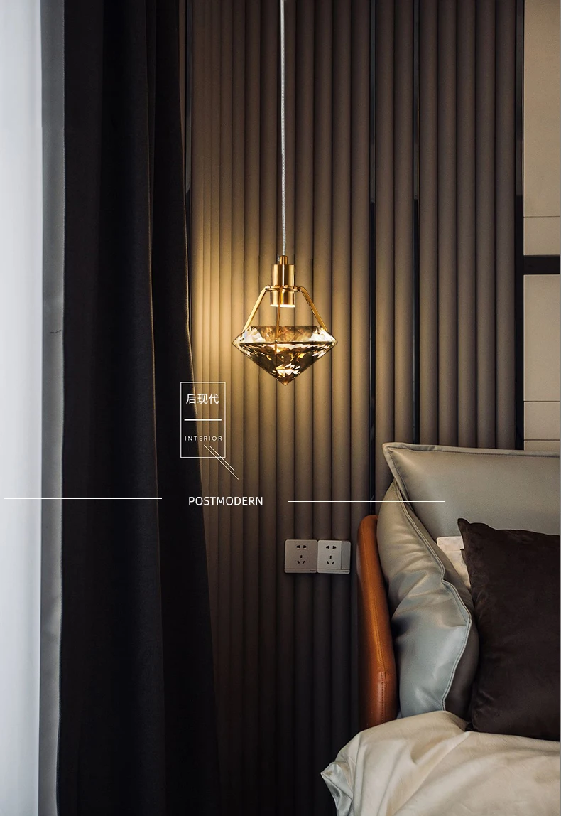 K9 Crystal Luxury LED Pendant Light Postmodern Bedroom Bedside Simple Hanging Lamp Restaurant Bar Single Head Luxury Fixtures underwater pool lights