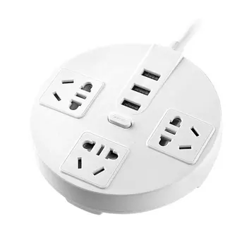 

Smart Socket Power Strip Round 3 USB Quick Charge Outlet Plug Multifunctional Desktop Power Socket Household Gadget