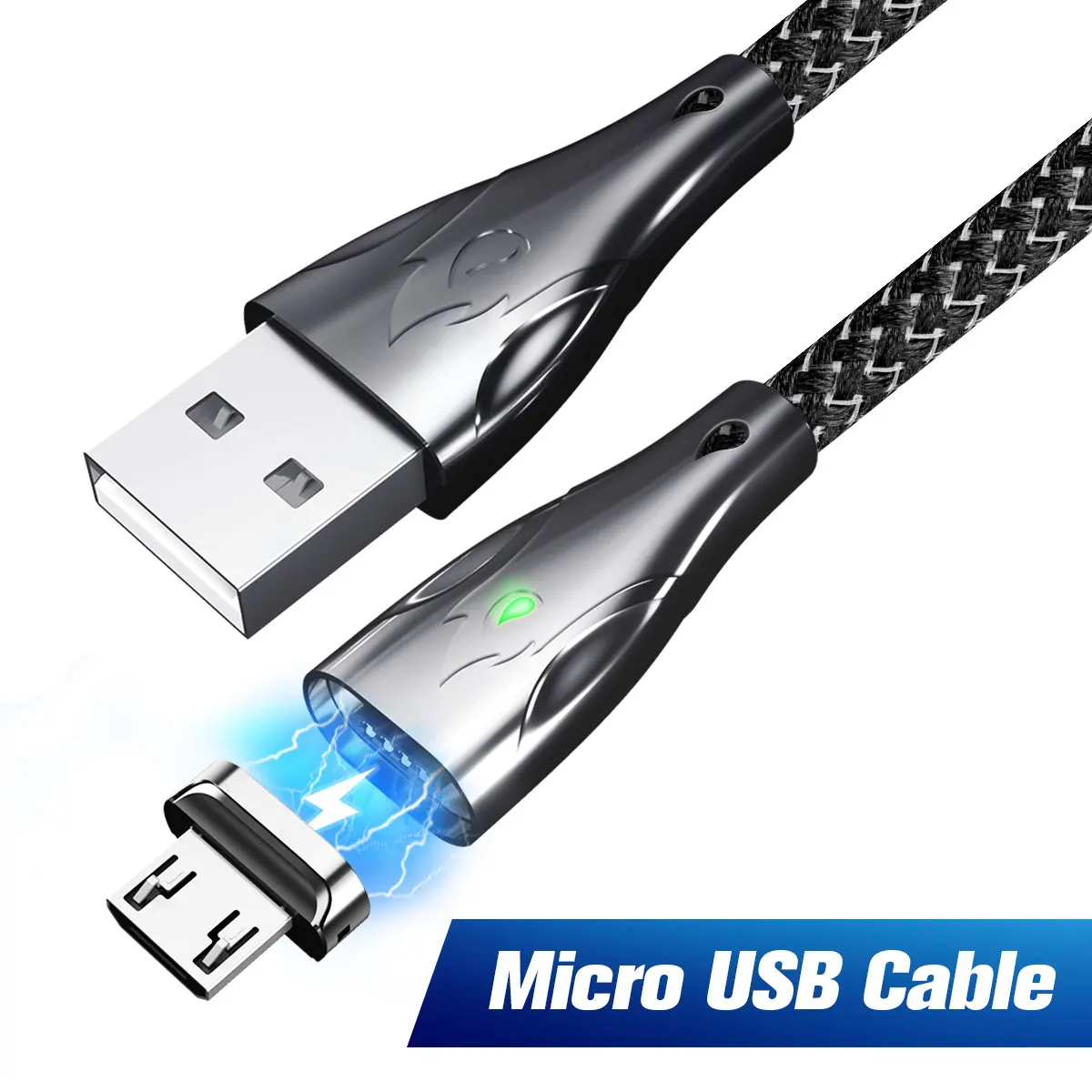 ANMONE Тип C Магнитный кабель Магнит Micro USB телефонный кабель из цинкового сплава, цинковый сплав 5A быстрой зарядки для мобильного телефона шнур - Цвет: Micro USB Grey Cable