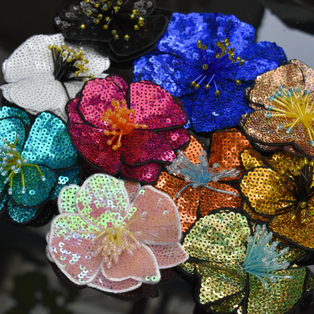 Description Picture 5 of itemHandmade Beads Embroidery Flower Colorful Sequins Patch Cloth Decorated With DIY Auxiliary Material Large Repair Hole Applique